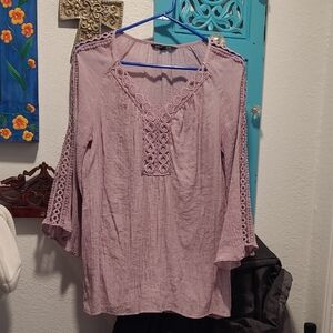 Zac & Rachel Lavender Lace Trim Blouse